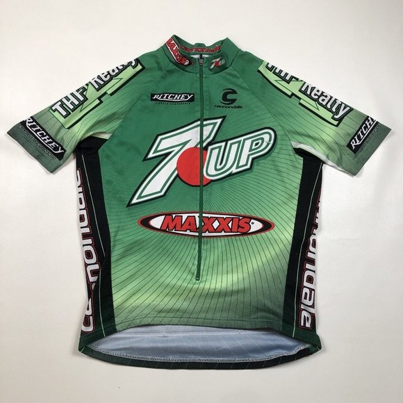 Cannondale 7UP Soda Men’s Cycling Bike Green Jersey Size Small Maxxis Ritchie - Picture 1 of 9